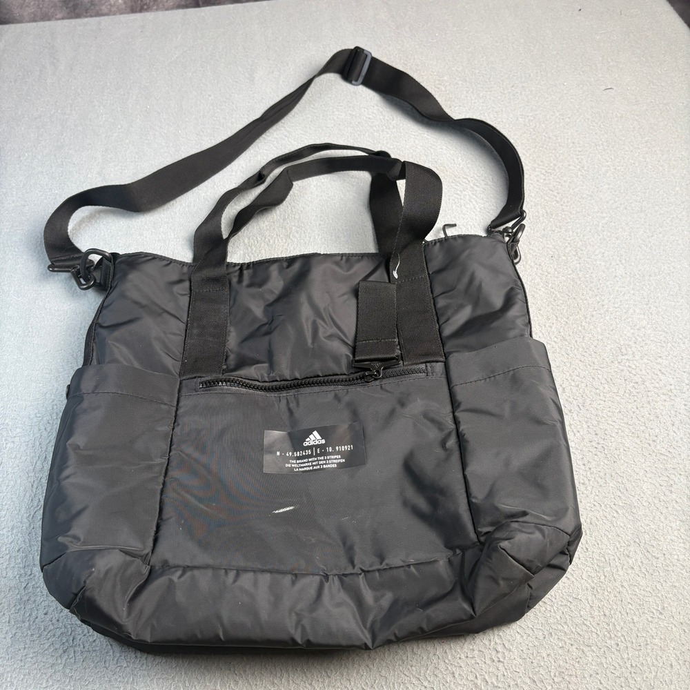 Adidas Black Nylon Tote Crossbody Bag with Adjustable Strap and Pockets